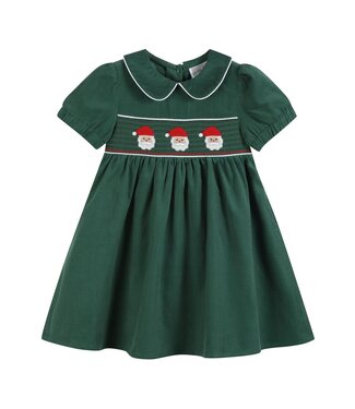 Lil Cactus Green Corduroy Santa Smocked Dress