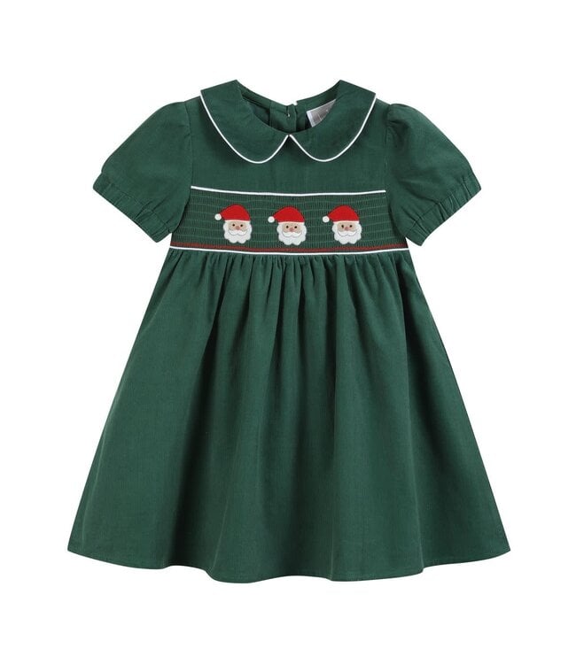 Green Corduroy Santa Smocked Dress