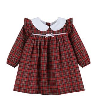 Lil Cactus Red Christmas Plaid Collared Ruffle Dress