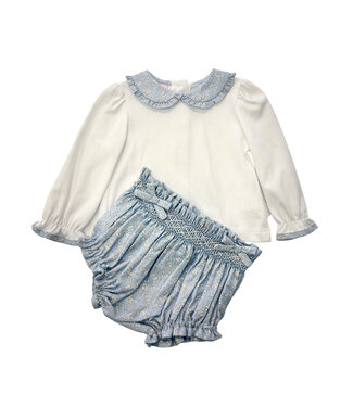 Petit Bebe Blue Liberty Floral Top & Bloomer Set