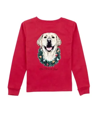 Properly Tied Deck the  Hall L/S Tee - Cabernet