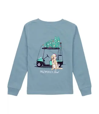 Properly Tied Santa's Caddy  L/S Tee -  Steel Blue