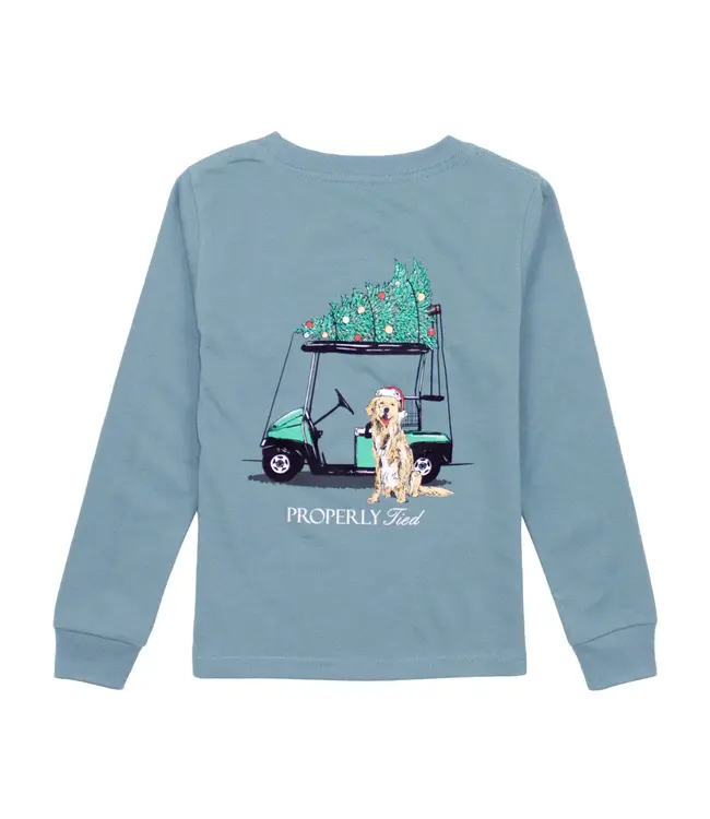 Santa's Caddy  L/S Tee -  Steel Blue