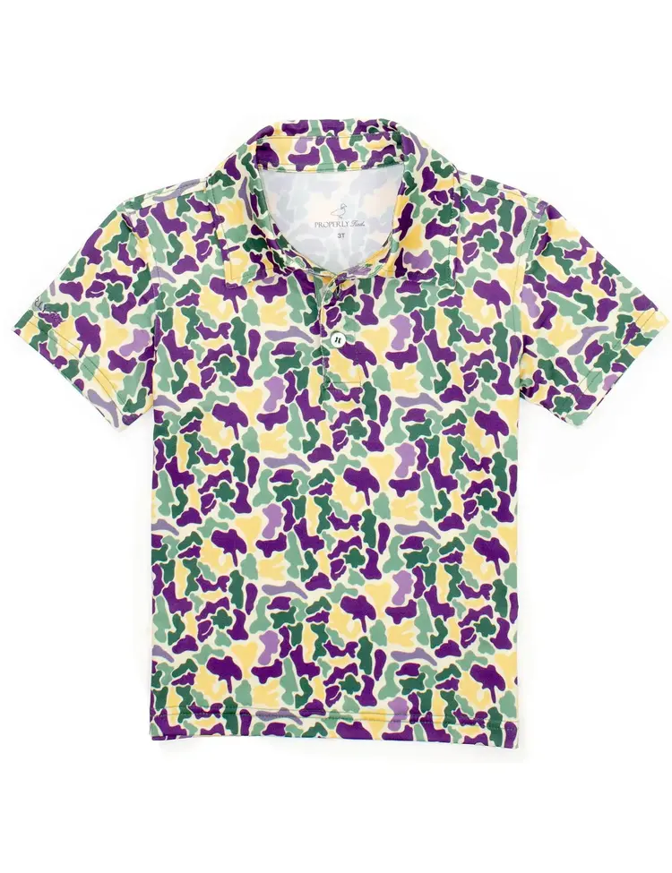 Properly Tied Mardi Gras Camo Polo