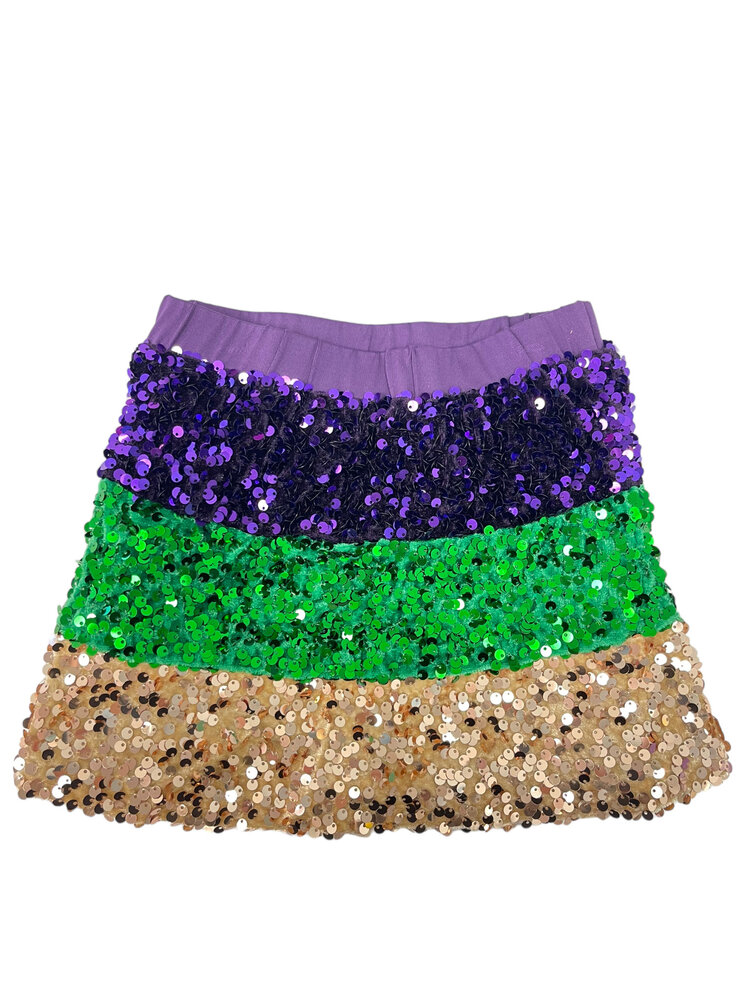 LuLu BeBe Purple/Green/Gold Sequin Skirt