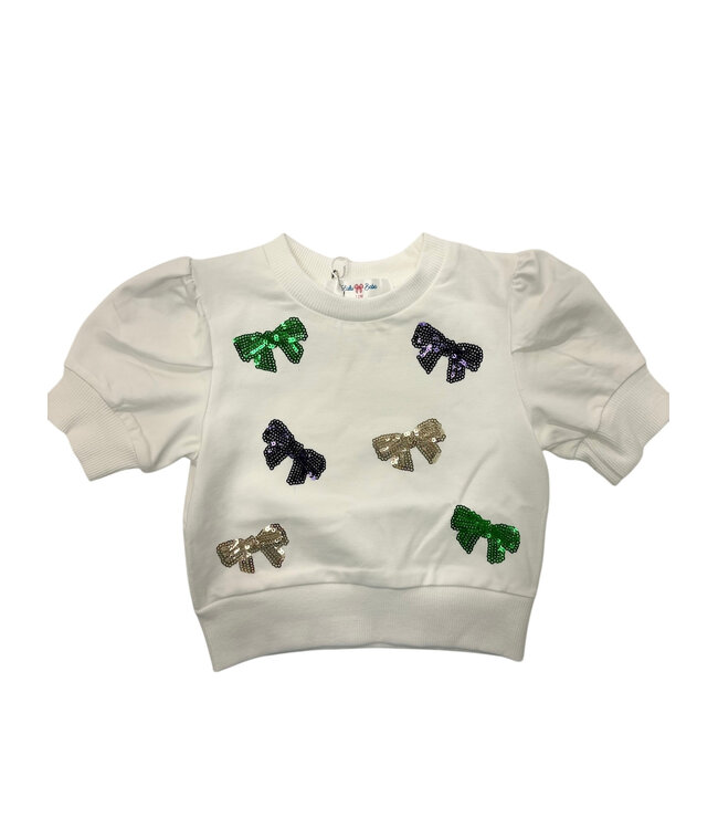 Sequin Mardi Gras Bows SS Shirt