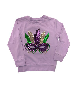 LuLu BeBe Sequin Lavender Mask LS Shirt