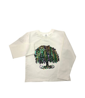 Belle Cher Mardi Gras Sequin Tree  LS Tee