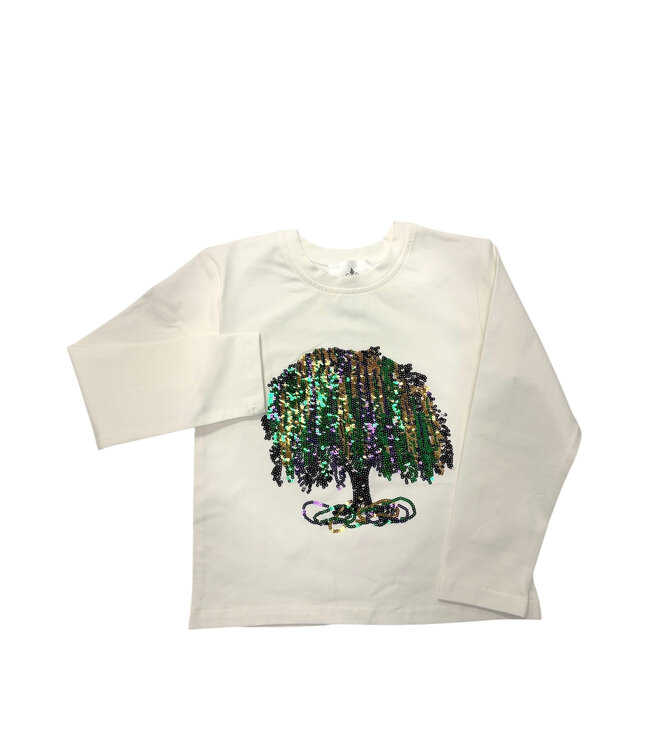 Mardi Gras Sequin Tree  LS Tee