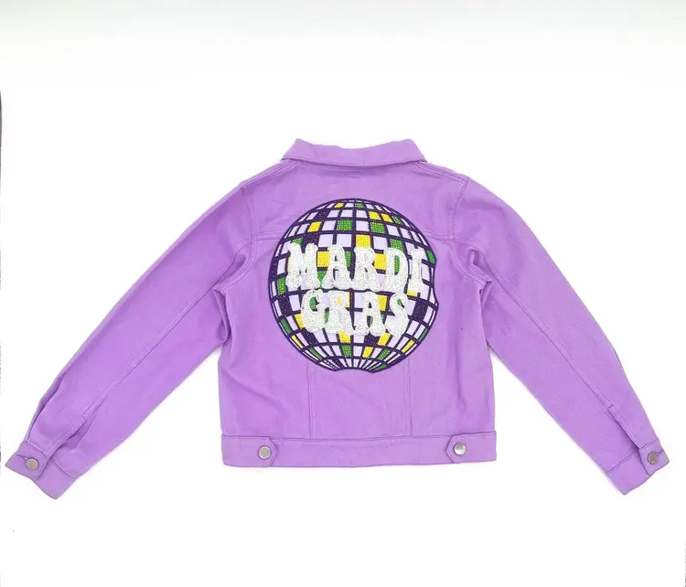 Blended Spirit Mardi Gras Mirrorball Denim Jacket