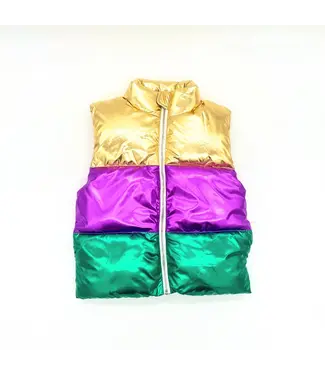 Blended Spirit Mardi Gras Metallic Puffer Vest