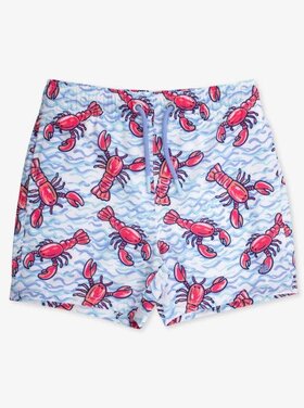 RuffleButts + RuggedButts Blue Lobster/Crawfish Lagoon Swim Trunks