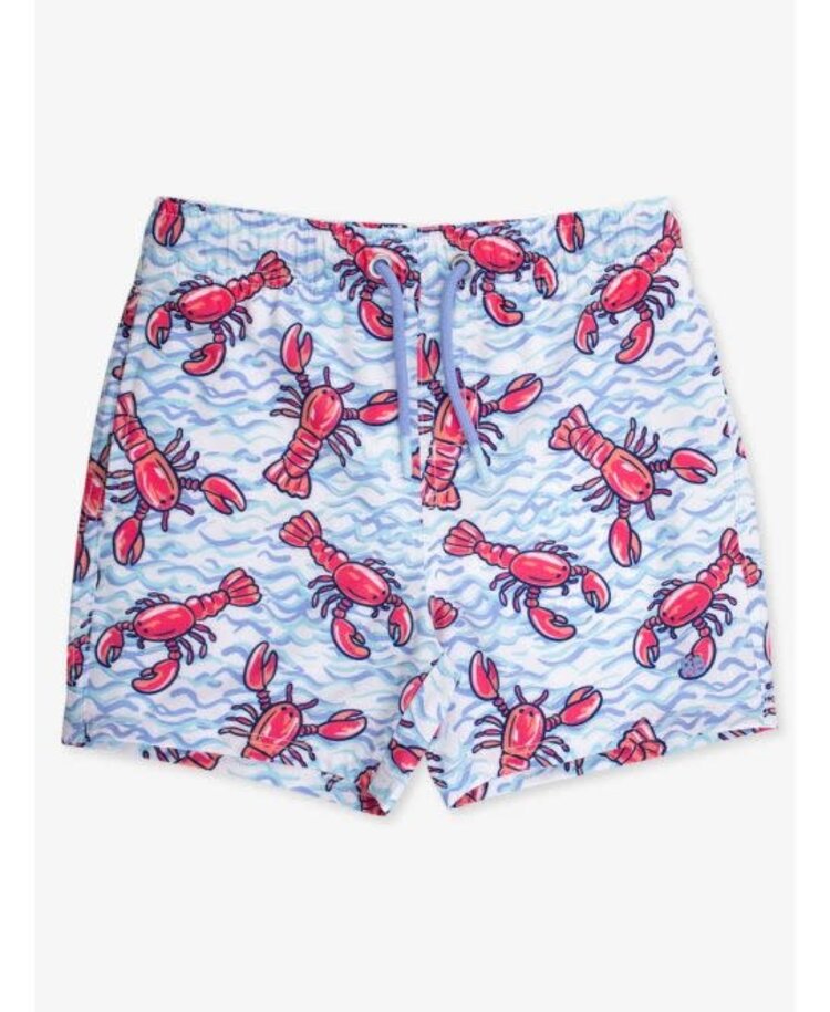 RuffleButts + RuggedButts Blue Lobster/Crawfish Lagoon Swim Trunks