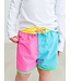 Neon Color Block Swim Trunks