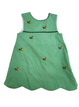 Krewe Embroidered King Cake Gingham Dress