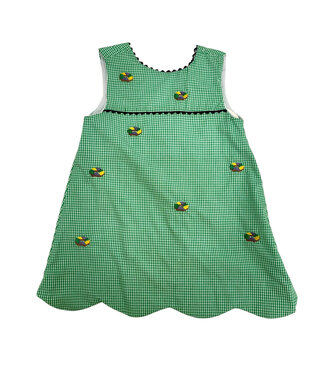 Krewe Embroidered King Cake Gingham Dress