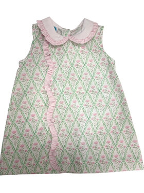 Krewe Claire Green & Pink Floral Scalloped Dress