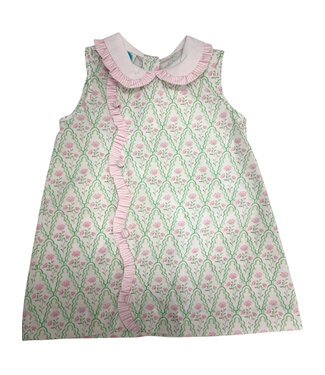 Krewe Claire Green & Pink Floral Scalloped Dress