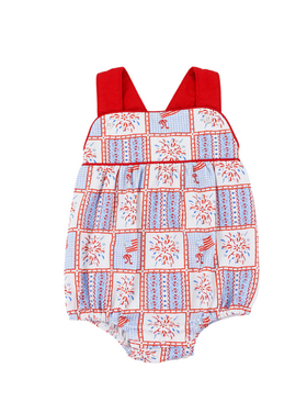 Cypress Row Patriotic Patchwork Silas Sunsuit