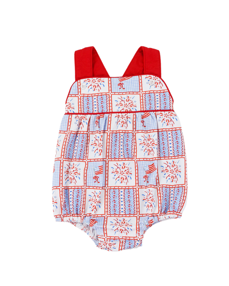 Cypress Row Patriotic Patchwork Silas Sunsuit