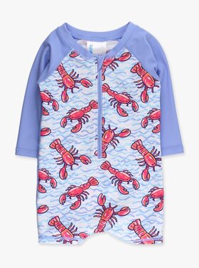 RuffleButts + RuggedButts Blue Lobster Lagoon One Piece Rashguard