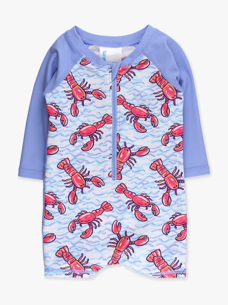 RuffleButts + RuggedButts Blue Lobster Lagoon One Piece Rashguard