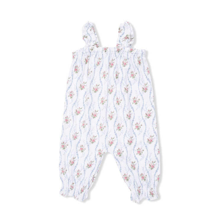 Angel Dear Heirloom Rose Stripe - Ruffly Strap Overall