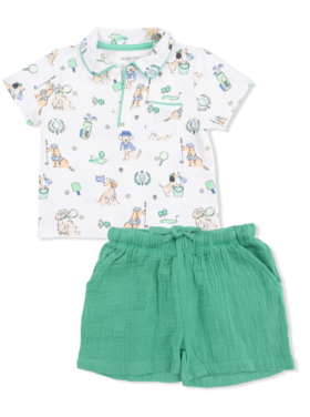 Angel Dear Country Club Dogs Neutral - Polo with Casual Short