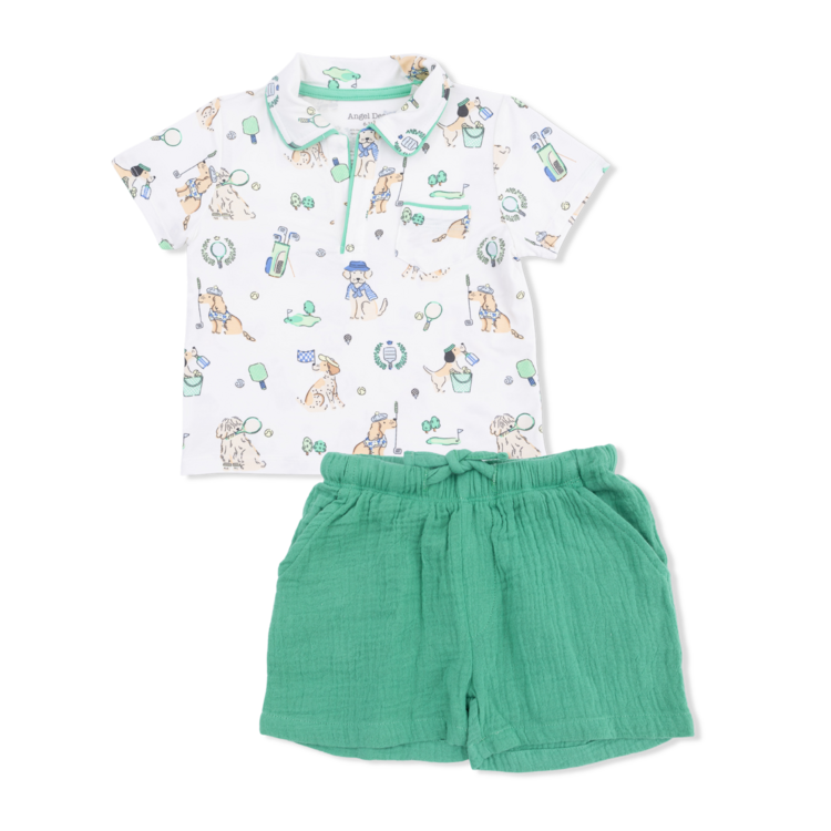 Angel Dear Country Club Dogs Neutral - Polo with Casual Short