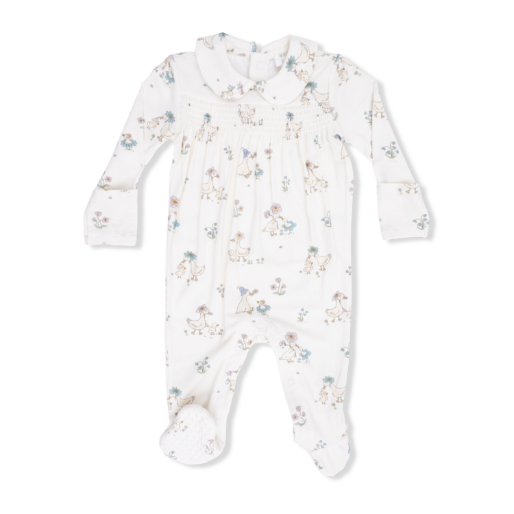 Angel Dear Flower Ducklings - Smocked Peter Pan Snap Footie