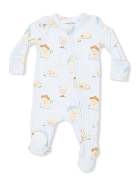 Angel Dear Vintage Spring Ducklings Green - 2 Way Zipper Footie