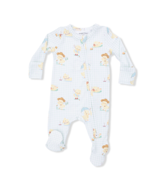Angel Dear Vintage Spring Ducklings Green - 2 Way Zipper Footie