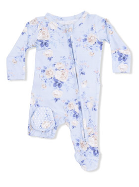 Angel Dear Ashley Rose Floral - 2 Way Ruffle Back Zipper Footie