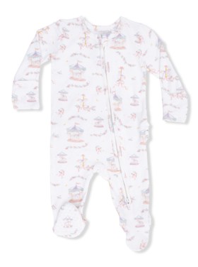 Angel Dear Carousel with Bows - 2 Way Ruffle Back Zipper Footie