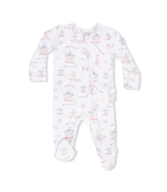 Angel Dear Carousel with Bows - 2 Way Ruffle Back Zipper Footie