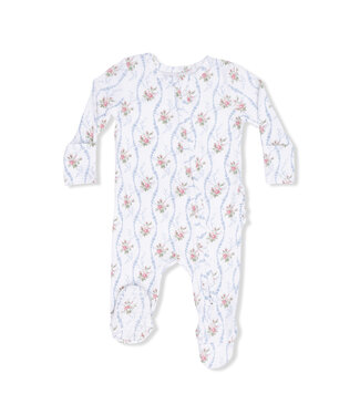 Angel Dear Heirloom Rose Stripe - 2 Way Ruffle Back Zipper Footie