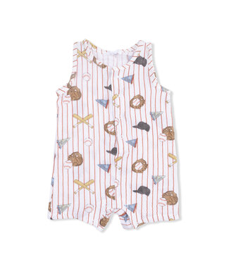 Angel Dear Vintage Baseball Stripe Sleeveless Shortie Romper