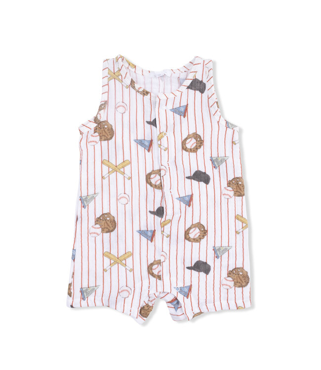 Vintage Baseball Stripe Sleeveless Shortie Romper