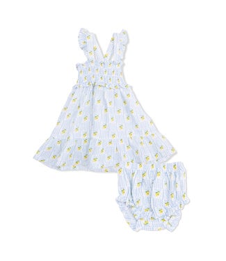 Angel Dear Lovely Lemons Smocked Ruffle Sundress w/ Bloomer