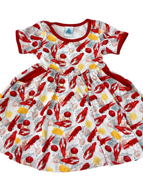 Delta Jax Crawfish Newspaper Print Dress
