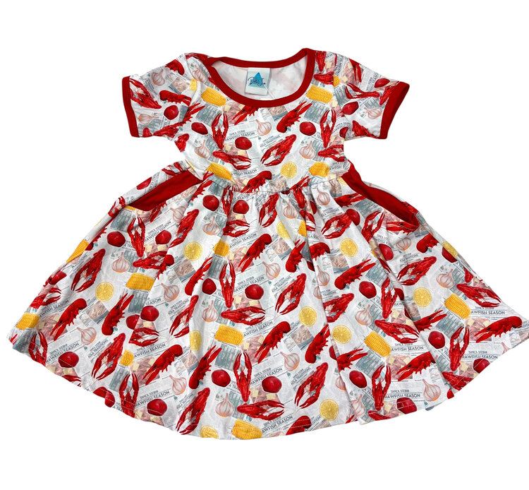 Delta Jax Crawfish Newspaper Print Dress