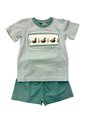 Banana Split Mallard Duck Smocked Short Set