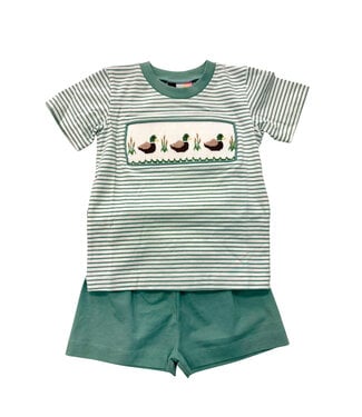 Banana Split Mallard Duck Smocked Short Set