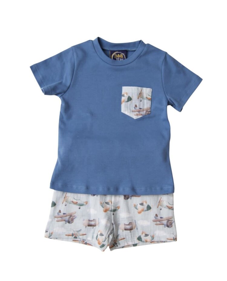 Emma Jean Airplane Boys Short Set