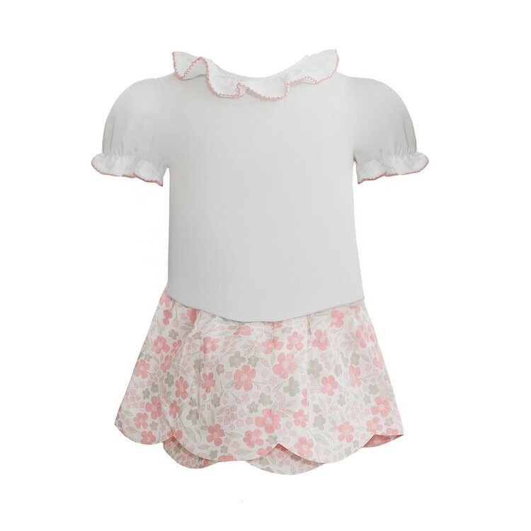 Krewe Madeline Ditsy Peach Floral Skirt Set