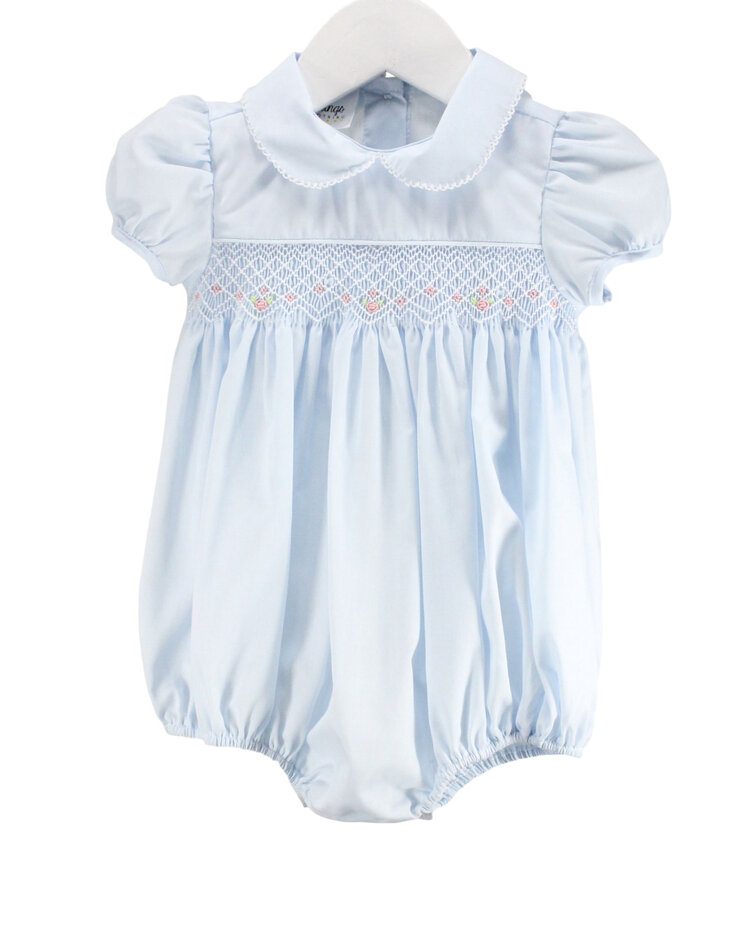 Baby Blessings Light Blue Smocked Renee Bubble