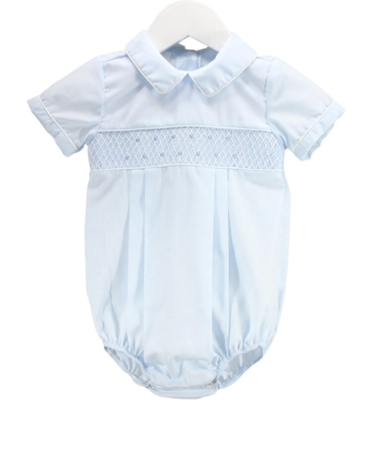 Baby Blessings Light Blue Smocked Matthew Bubble