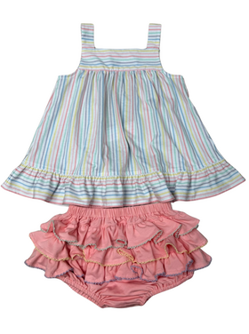 Whimsy Bay Pastel Penny Stripe Bloomer Set