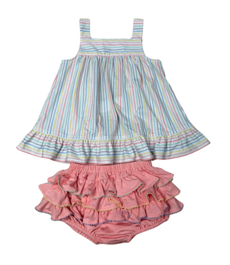 Whimsy Bay Pastel Penny Stripe Bloomer Set