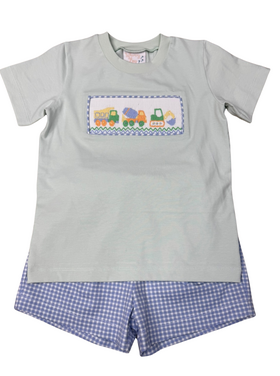 Whimsy Bay Construction Crew Smocked Short Set